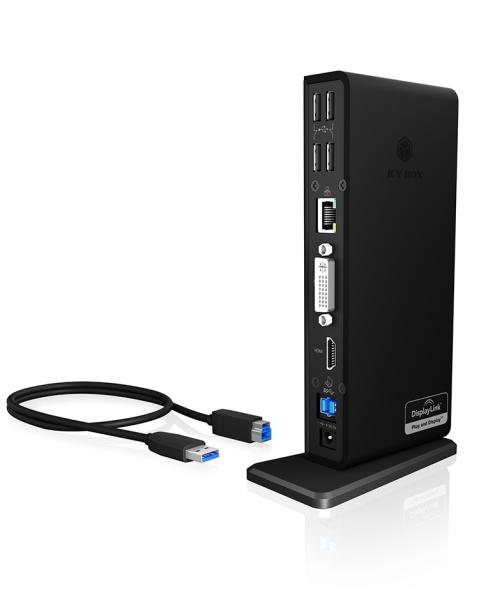 ICY BOX IB-DK2241AC Dockingstation | 11-in-1 USB 3.0 Hub mit HDMI DVI LAN & Audio