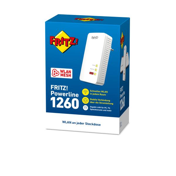 AVM FRITZ! Powerline 1260E 1200Mbit/s Eingebauter Ethernet-Anschluss WLAN white 1Stück(e) Single