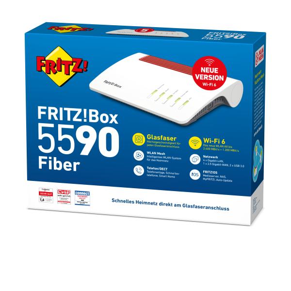 FRITZ!Box 5590 Fiber WLAN-Router Wi-Fi 6 Gigabit Ethernet Dual-Band 2,4 / 5GHz weiß
