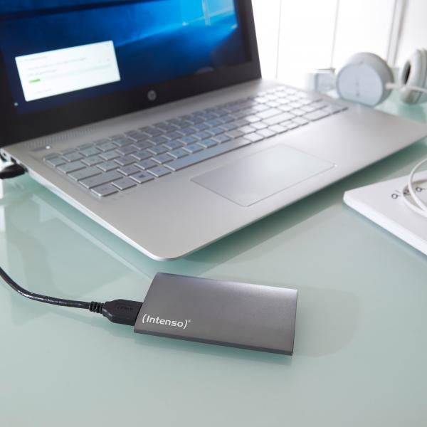 1TB Externe SSD USB 3.2 Gen 1 Aluminium Anthrazit | 500 MB/s | Schockresistent | USB-A