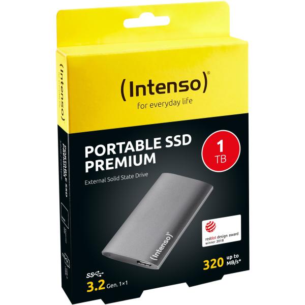 1TB Externe SSD USB 3.2 Gen 1 Aluminium Anthrazit | 500 MB/s | Schockresistent | USB-A