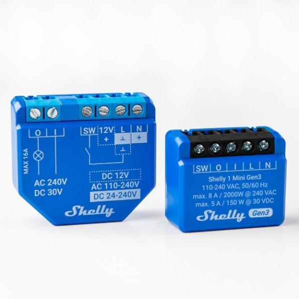 Shelly Relais "1 Mini Gen. 3" WLAN BT max. 8A 1 Kanal Unterputz