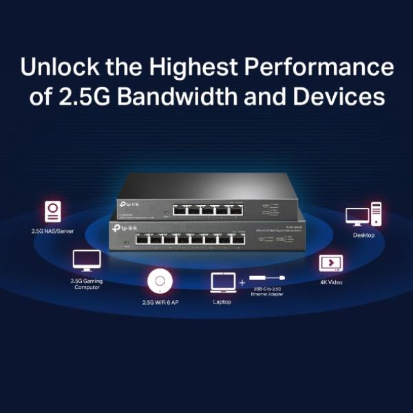 TP-Link TL-SG108-M2 8-Port 2,5G Gigabit Switch – Unmanaged, 8× 2,5-Gbit/s, lüfterlos