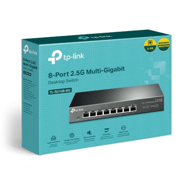 TP-Link TL-SG108-M2 8-Port 2,5G Gigabit Switch – Unmanaged, 8× 2,5-Gbit/s, lüfterlos