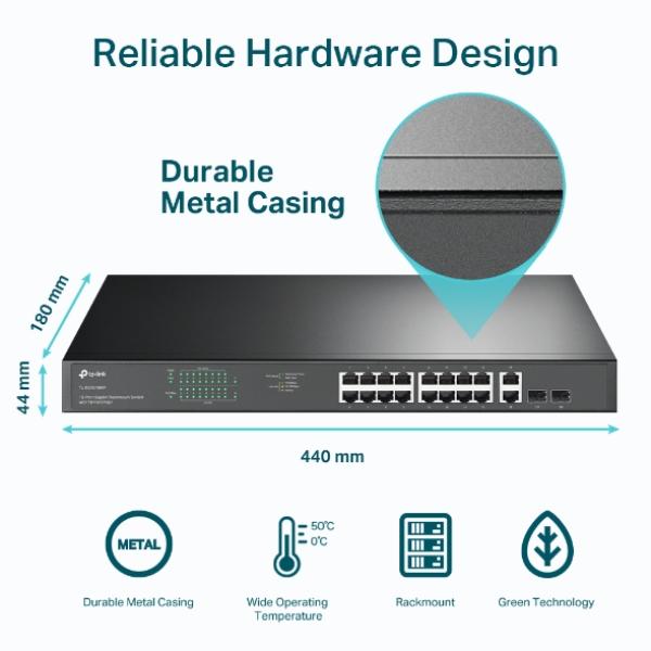 TP-Link TL-SG1218MP 18-Port Gigabit PoE+ Switch 250W Rackmount
