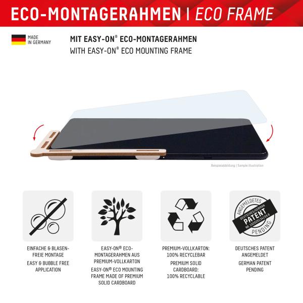 DISPLEX Tablet Glass (9H) Samsung Tab S8/S9/S9FE/S10FE/S10 Lite Eco-Montagerahmen L-Form, unzerbrechlich, ultra-dünn, unsichtbar