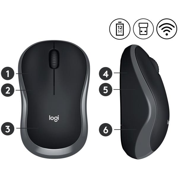 Logitech M185 Wireless schwarz / grau