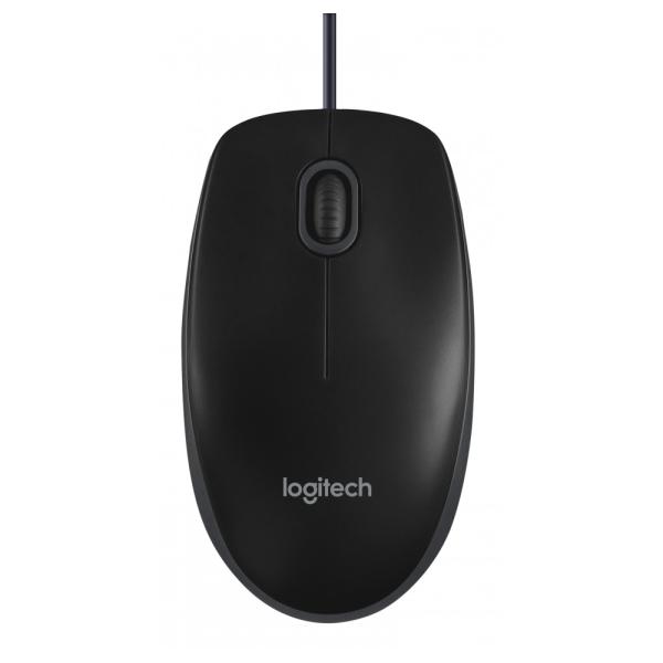 Logitech B100 USB Maus schwarz – 3 Tasten, optisch, kabelgebunden, für Büro & Homeoffice