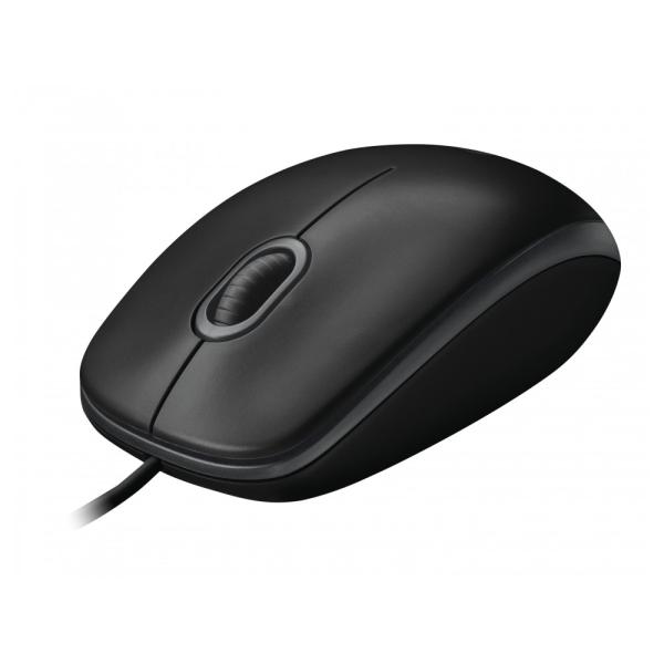Logitech B100 USB Maus schwarz – 3 Tasten, optisch, kabelgebunden, für Büro & Homeoffice