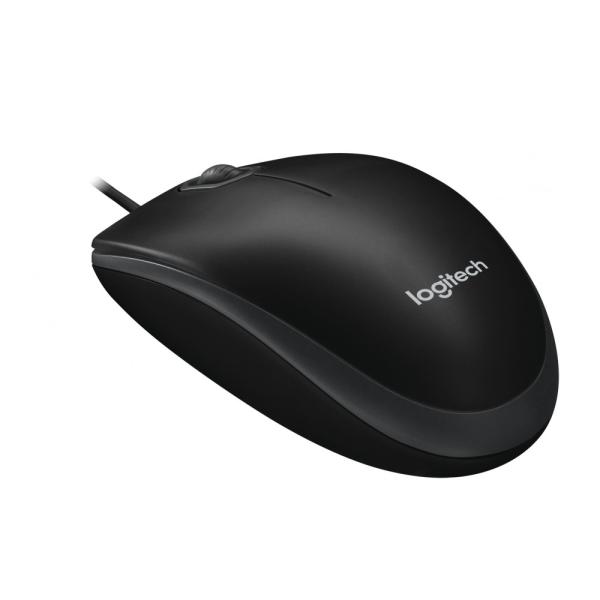 Logitech B100 USB Maus schwarz – 3 Tasten, optisch, kabelgebunden, für Büro & Homeoffice