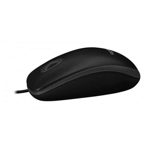 Logitech B100 USB Maus schwarz – 3 Tasten, optisch, kabelgebunden, für Büro & Homeoffice