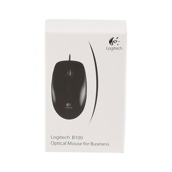 Logitech B100 USB Maus schwarz – 3 Tasten, optisch, kabelgebunden, für Büro & Homeoffice