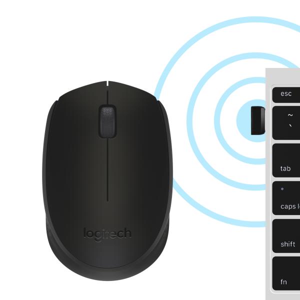 Logitech B170 Kabellose Funkmaus 2,4 GHz Optisch Beidhändig Schwarz für PC & Notebook