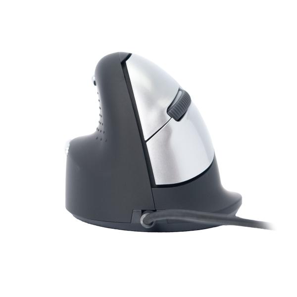 R-Go Maus HE ergonomisch links USB groß schwarz/silber