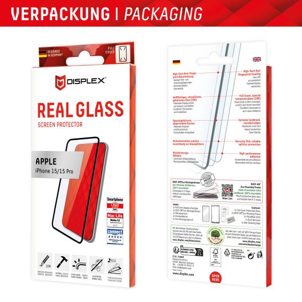 Displex Full Cover Schutzglas für Iphone 15/15 Pro