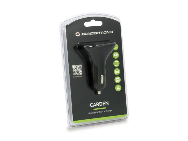 3-Port USB-KFZ-Ladegerät Conceptronic CARDEN 31.5W USB-A