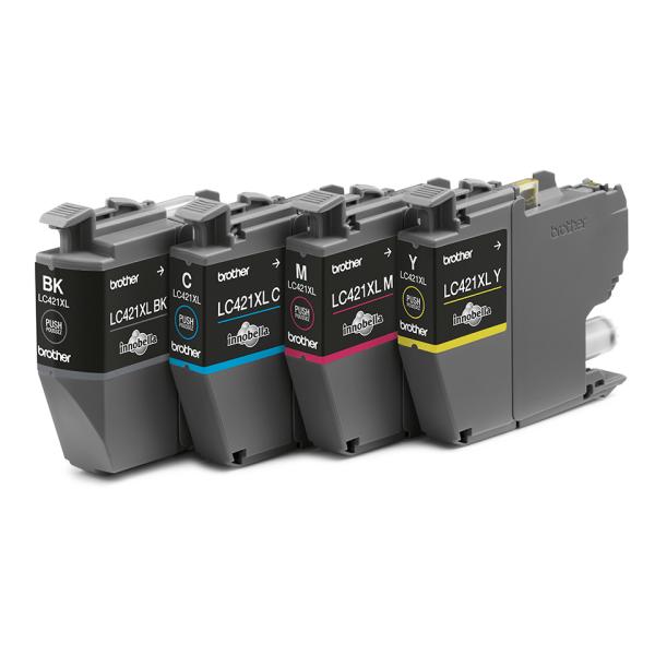 Brother LC-421XLVAL Original Tinte XL 4er-Pack Schwarz Cyan Magenta Gelb