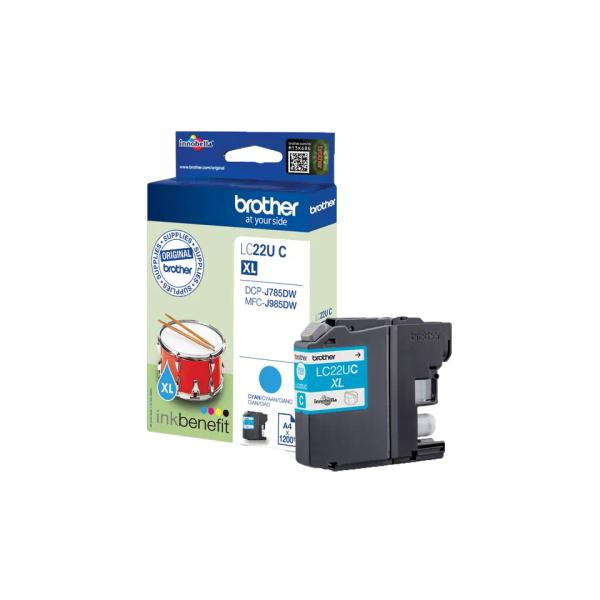 Brother LC-22UC Original Tintenpatrone Cyan XL – bis zu 1.200 Seiten