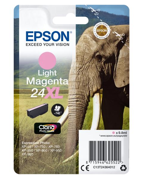 Epson 24XL Magenta Light Claria Photo HD Ink Elephant Singlepack  C13T24364012