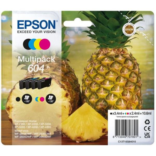 Epson 604 Multipack Original Tintenpatronen 4er-Pack Schwarz Cyan Magenta Gelb