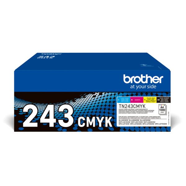 Brother TN-243CMYK Original Tonerkartuschen Value Pack – Schwarz Cyan Magenta Gelb 1.000 Seiten