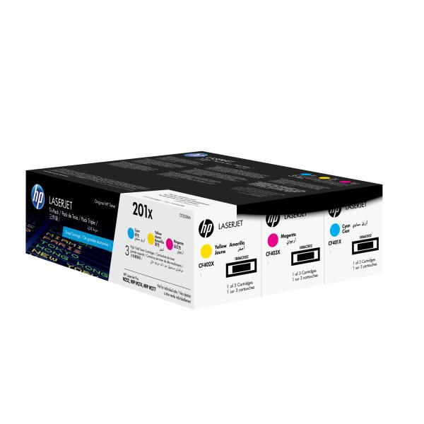 HP 201X CF253XM 3er-Pack Original Toner Cyan Magenta Gelb bis zu 2.300 Seiten
