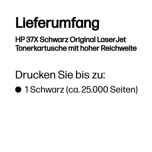 HP Toner 37X CF237X Schwarz bis zu 25.000 Seiten