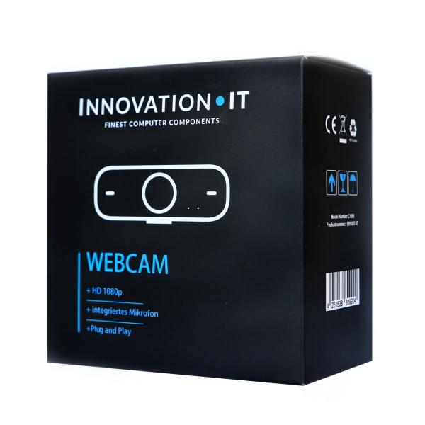 Innovation IT C1096 HD Webcam 1080p Schwarz – Full HD Video & Mikrofon für PC Windows Mac & Linux