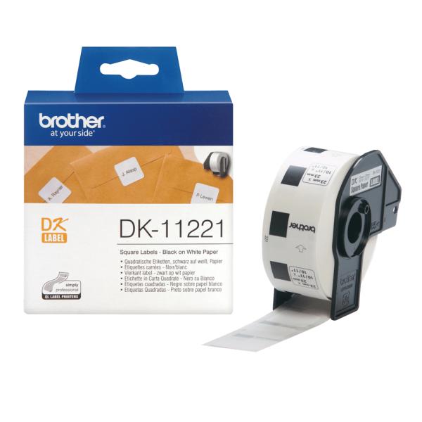 Brother DK-11221 Original Etiketten Schwarz auf Weiß – 23 x 23 mm, 1.000 Stück