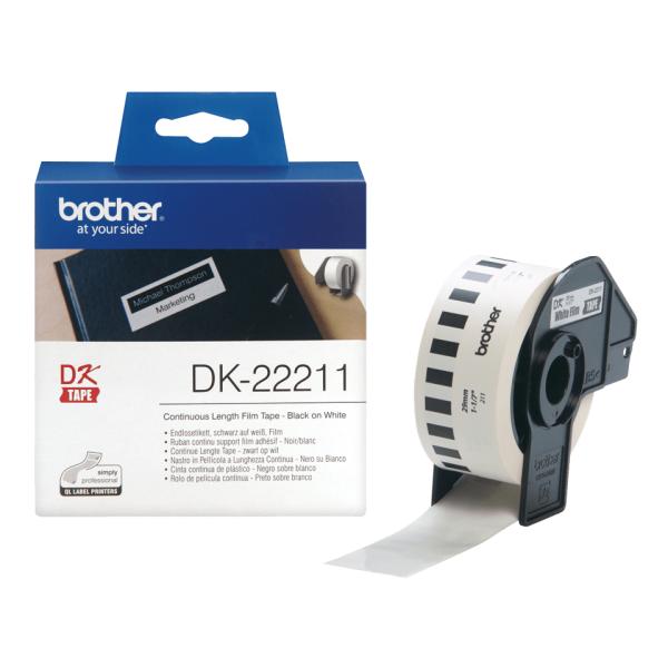 Brother DK-22211 Endlosetiketten 29 mm Schwarz auf Weiß 15,24 m Original