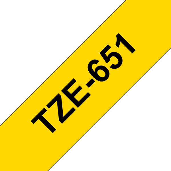 Brother TZe-651 Original Schriftband Gelb – Schwarz auf Gelb, 24 mm x 8 m
