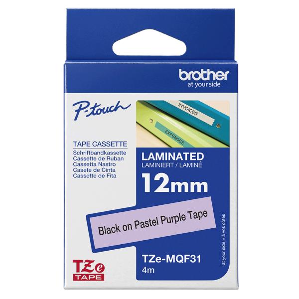 original Brother TZe-MQF31 12mm Schriftband Schwarz auf Pastelllila 4m