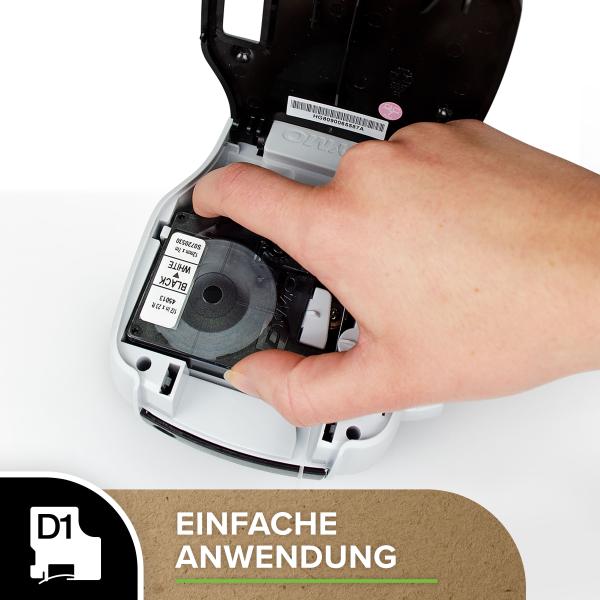 DYMO S0720720 D1 Original Etikettenband Schwarz auf Rot – 9 mm x 7 m