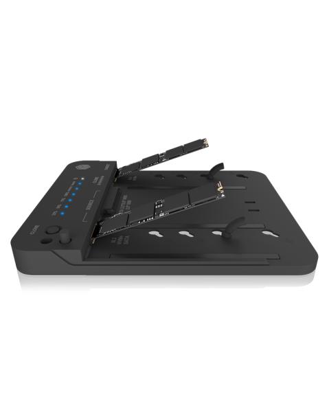 ICY BOX IB-2913MCL-C31 USB-C 3.2 Klon- und DockingStation für 2x M.2 NVMe/SATA SSD und 3,5"/2,5" HDD/SSD