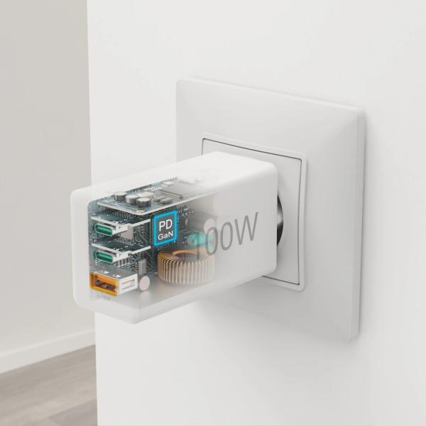HAMA Schnellladegerät GaN 2x USB-C PD 1x USB-A QC 65W Weiss