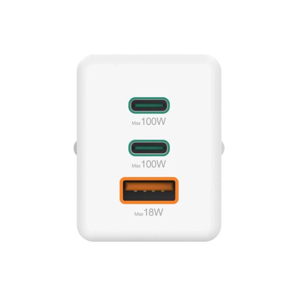 HAMA Schnellladegerät GaN 2x USB-C PD 1x USB-A QC 65W Weiss