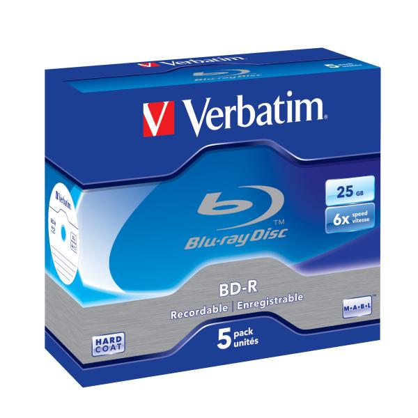 Verbatim BD-R 25GB 6x Blu-ray Rohlinge – 5er Pack Jewel Case 6x Speed