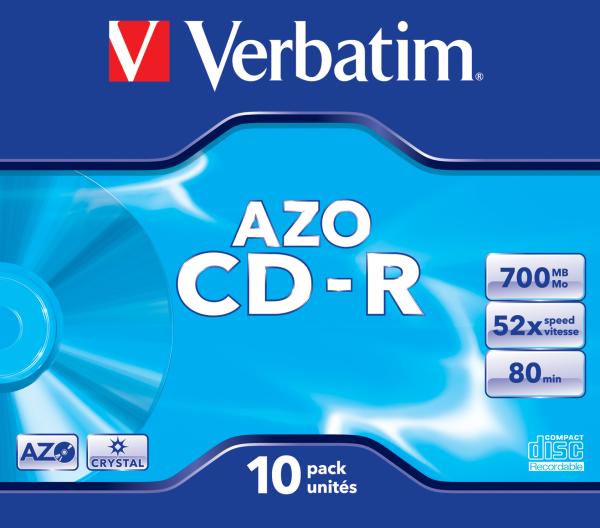 Verbatim CD-R AZO Crystal 700MB 52x 10er Jewelcase