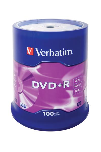 Verbatim DVD+R Matt Silver 4,7GB 100er Spindel | DVD Rohlinge 16x matt silver