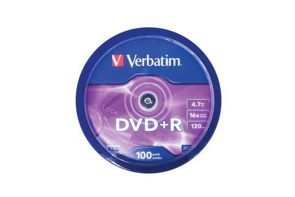 Verbatim DVD+R Matt Silver 4,7GB 100er Spindel | DVD Rohlinge 16x matt silver