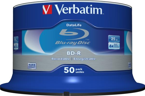 Verbatim Datalife BD-R 25 GB 6x – 50 Blu-ray Rohlinge Cakebox