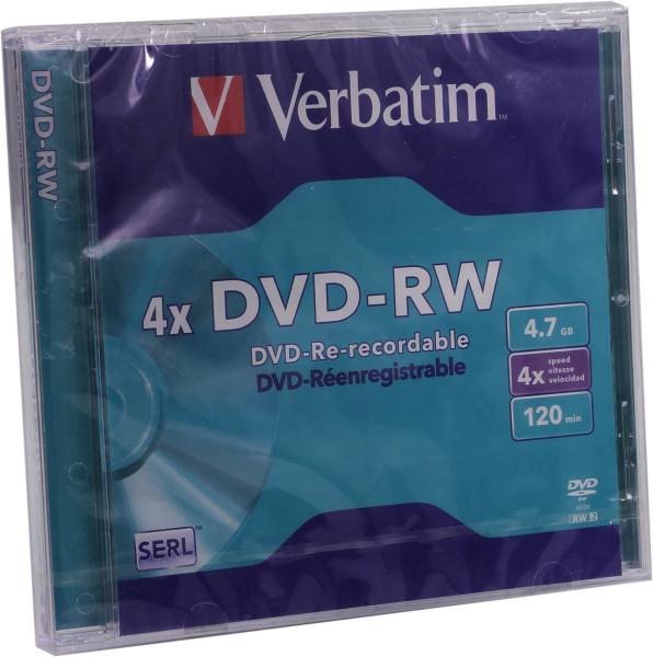 Verbatim DVD-RW 4,7 GB 4x Matt Silver – Wiederbeschreibbare DVD 4x Speed, Jewel Case