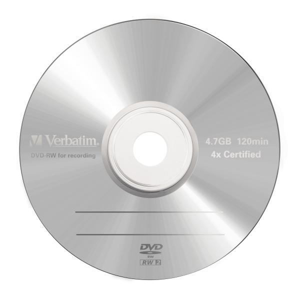 Verbatim DVD-RW 4,7 GB 4x Matt Silver – Wiederbeschreibbare DVD 4x Speed, Jewel Case