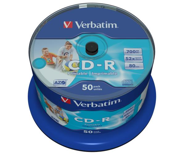 Verbatim CD-R AZO Printable  – 50 Rohlinge 52x Speed 700MB wide printable generic