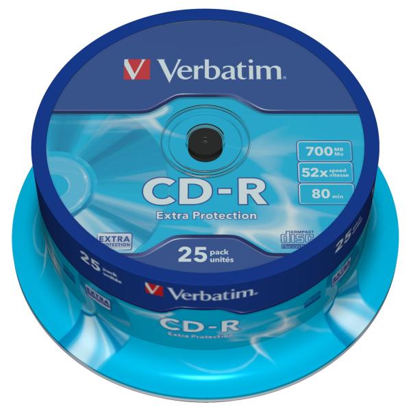 1x25 Verbatim CD-R 80 / 700MB 52x Speed Extra Protection