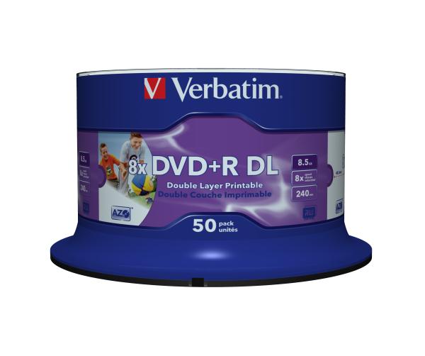 Verbatim DVD+R DL 8,5GB 8x 50er Spindel Rohlinge wide printable