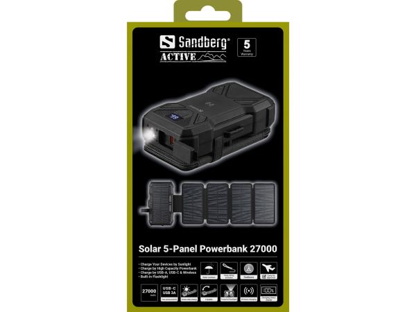 421-06 SANDBERG 5-Panel Solar Powerbank 27000