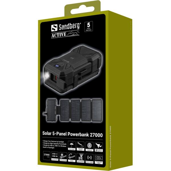 421-06 SANDBERG 5-Panel Solar Powerbank 27000