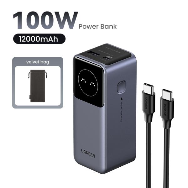 UGREEN Powerbank 12000 mAh 100W USB-C Fast Charging mit Power Delivery & Display