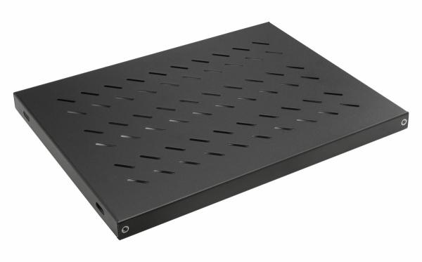 Equip Variabler 19 Zoll Fachboden 1HE 350 mm Schwarz | Rack Ablage bis 100 kg | Serverschrank Regalboden